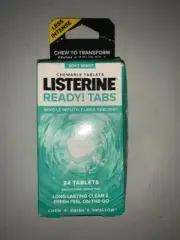 x1 Listerine Ready! Tabs SOFT MINT Chewable Sugar Free 24 COUNT. Damaged box.