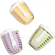 3Pcs Fruit Salad Storage Cups with Lids and Forks, Reusable, BPA-Free, Leak-Proof Containers for Fresh Salads, Fruits and Vegetables, Ideal for Fridge, Office, Travel or Parties (purple+green+yellow)