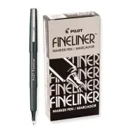 11002 Pilot Fineliner Marker Pen, Fine Fiber Tip, Black Ink, Pack of 24