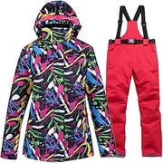 [Generic] Women Snowboarding Suit Sets For Snow Wear Waterproof Windproof Outdoor Coats Ski Costume Jackets Strap Pants Bibs