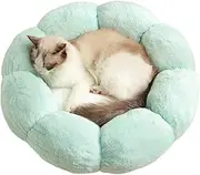 Anti Skid Cute Cat Bed for Both Cats and Small Dogs,Cozy Calm Cat Bed for Indoor Cats,Cute Floral Pet Bed for Small Dogs,Rabbit Velvet Fabric and Stuffed with Soft Cotton,Machine Washable,Light Green