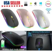 USA Wireless Bluetooth Optical Mouse LED 2.4GHz USB Rechargeable Mice PC Laptop