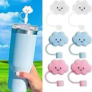 6Pcs 10mm Large Cloud Straw Tip Covers Compatible with Stanley 30&40 Oz Tumbler, Food Grade Silicone Cute Topper, Protectors, Cups Accessories, Anti-dust (Colorful, 10 mm)