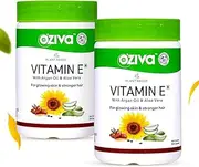 O.Ziva Plant Based Natural Vitamin E Capsules for Face & Hair with Sunflower oil,Aloe vera oil & Argan oil, Vegan &Natural Vitamin E for Glowing Skin & Stronger Hair(Pack of 2, 60 Capsules)
