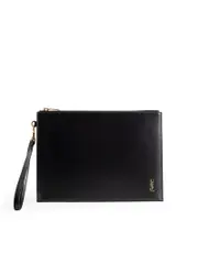 Saint Laurent Tiny Cassandre Zip Tablet Holder in Shiny Leather