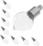 Vaguelly 10 pcs Mini Glass Perfume Bottles with Lids Refillable Empty Pendant Essential Oil Bottles Portable Travel Containers for Perfume and DIY Crafts