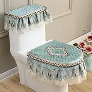GLBMLMTHZP 3pcs Toilet Seat Cover Decorative Tank Cover Purple Blue Toilet Case Bathroom Washable Closestool Seat Cover Toilet Seat Cover(Light Blue)