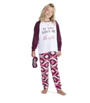 NWT 7 8 JUSTICE LOVE ME LET ME SLEEP mask pajamas tween fall spring loungewear