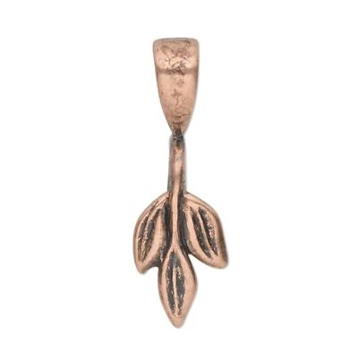 JBB Findings Israel Antique Copper Fancy Carved Leaves Necklace Pendant Bail