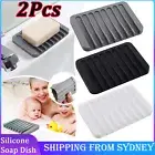 2x Silicone Soap Dish Storage Holder Soapbox Plate Tray Drain Box Tool Bathroom