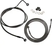 MoKitDora Cable Kit Hydraulic Clutch & Upper Brake Lines Stainless Steel Braided for Harley Touring 2014-2016 Street FLHX Electra Glide FLHT FLHR 12" Handlebar w/ABS, Black
