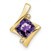 10k Yellow Gold Amethyst and Real Diamond Pendant