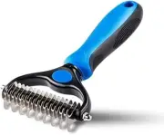 Pet Grooming Tool 2 Sided Undercoat Rake for Dogs &Cats-Safe and Effective