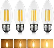 Lamptobe 4W E27 LED Filament Candle Bulb, E27 Edison Screw ES LED Vintage Filament Bulb 40W E27 Halogen Candle Bulb Equivalent Warm White 2700K for Antique Decoration Lighting, 4-Pack