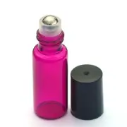 5pcs 10ml Refillable Empty Roll on Perfume Rose Glass Vial Essential Oil Roller
