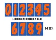 Car Dealer Window Stickers 7 1/2 Inch Numbers Orange / Blue 24 packs