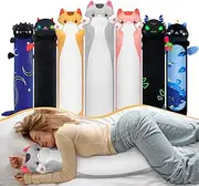 Mewaii Long Cat Plush Cat Body Pillow, 44 Inch Cute Gray Cat Stuffed Animals Soft Plushies, Kitten Kawaii Plush Throw Pillow Doll Toy