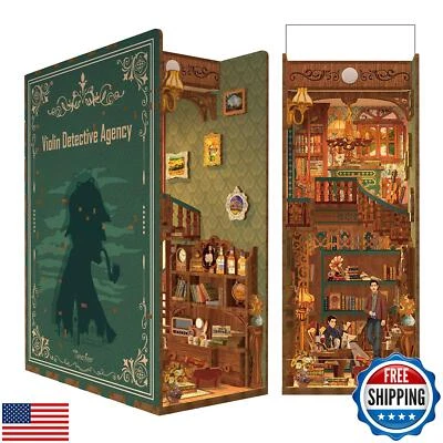 Tonecheer DIY Book Nook Kit for Adults, Wooden 3D Puzzle Bookend Bookshelf In