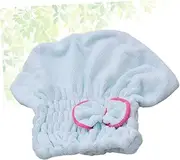 HONITANO Bowknot Microfiber Hair Drying Cap Fast Absorbent Fleece Shower Cap for Quick Hair Drying Gym Travel Light Blue Design