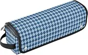[sanluoli] 2-in-1 Curling Iron Travel Case with Heat Resistant Mat Portable Hair Styling Tool Organizer Winter Argyle Light Dark Blue Trave Case for Women