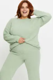 Green Mint Fluffy Pants