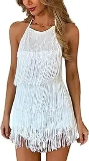[Generic] Sexy Backless Fringe Dress Jumpsuit - Womens Club Boho Tassel Tiered halter Playsuit Festival Bodysuit Romper