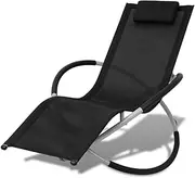 Outdoor Geometrical Sun Lounger for Outside Beach, Sunbathing, Patio, Pool, Lawn, Deck, Steel Black and Grey