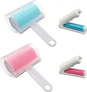 Accfore 4 Pack Sticky Lint Roller with Cover,Reusable Washable Travel Dust Picker Cleaner Remover Cleaner with Cover for Clothes Pet Hair Debris Carseats