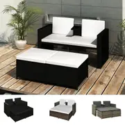 Garden Lounge Set with Cushions Poly Rattan Multi Colours 3/4 Piece vidaXL