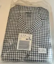 New KingSize 2 Piece Set Pajamas 2XL TALL Navy Blue Checkered 100% Cotton