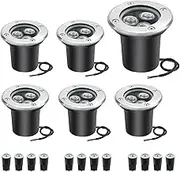 LightingWill 6 Pack 3W LED Underground Lights, Warm White, 300 Lumens, IP67 DC 12V Low Voltage Outdoor Landscape Lights for Driveway, Deck, Step, Garden