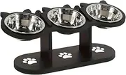 Raised Dog Bowl Stand - Lifted Dog Bowl Food Feeder | Non-Slip Tilted Water Feeder with 3 Stainless Steel Dishes, Adjustable Height Food Container for Cats Puppy