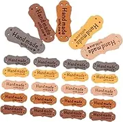 BELLIFFY 100pcs DIY Clothing Labels Embossed Leather Tags for Jeans Bags and Crafts Durable Handmade Text Sew Labels for Personalization and Creative Projects