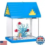 FREESEA Aquarium Betta Fish Tank: 2 Gallon Glass Betta Tank with Filter and L