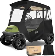 10L0L Deluxe Golf Cart Enclosure 2 Passenger for Club Car Precedent, Onward & Tempo Golf Cart, 4 Sided Clear PVC Window with Security Side Mirror Openings and Zipper Entry Golf Cart Rain Cover
