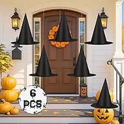 6PCS Halloween Witch Hats, Black Hanging Witch Hat