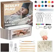 Clay Set, Kids Air Dry Modeling Set, Kids Creative Molding Dough, Soft and Malleable Texture, Vibrant Color Variety, 16x16x5cm/6.3x6.3x1.97 Inches, for Young Artists