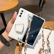 Fashion Crossbody Weave Long Lanyard Case Cover for Samsung Galaxy Z Fold 6 5 4 3 2 5g(for Galaxy Z Fold 2/White)