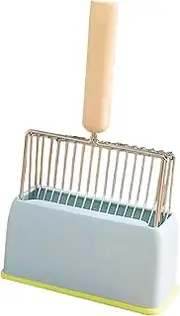 yuksok Sleek Stainless Steel Cat Litter Scoop Kit with Storage Rack, Azure