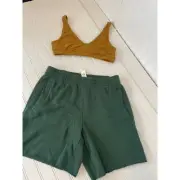 NWT Aerie Brown V-Neck Cropped Top & Pull on Shorts Womens BUNDLE Size M
