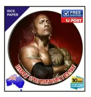 Dwayne Johnson The Rock Edible Rice Paper Image Cake Topper 19cm Round Party