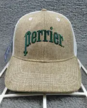 Perrier Hat Snapback Canvas Trucker Mesh Cap America i3036 Khaki White NWT