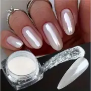 Pearlescent White Nail Powder - High Gloss Effect Pearlescent White Nail Art