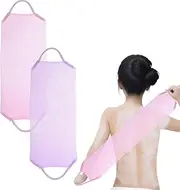2PCS Shower Back Scrubber,Back Scrubber for Shower Exfoliating Back Scrubber Back Exfoliating Washcloth Stretchable Pull Strap Body Scrubber Towel Back Washer Deep Clean Your Skin for Men Women (Pink+Purple, One Size)