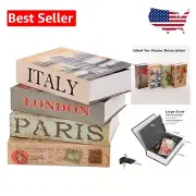Portable Hidden Storage Book Safes - 4 Piece Lock Box Set with Key Control