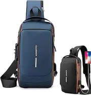 [Generic] New Carbon Fiber Streamline Anti-theft Sling Bag for Men & Women, Fashion Waterproof Sling Bag for Men Crossbody