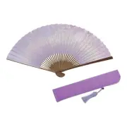 Kyoto Handmade Folding Fan Sakura Design Purple with Bag & Gift Box