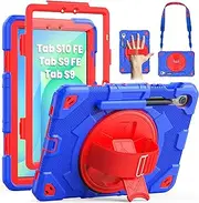 [SEYMAC] Kids Case for Samsung Galaxy Tab S9 FE 10.9''/ S9 11'' 5G 2023, Shockproof Heavy Duty Protective Case with Screen Protector, Stand, Hand Strap and Pen Holder, Dark Blue