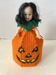 Handmade Toilet Paper Cover Doll Holiday Halloween Pumpkin Jack-O-Lantern