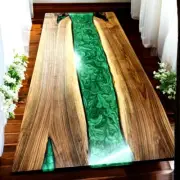 60"x30" Natural Acacia wooden Green Epoxy Resin Dining Table Top Hotel Desk Deco